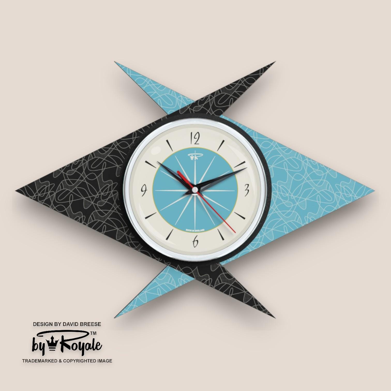 インテリア時計 EVANS Miyoshi rug BOOMERANG CLOCK Atomic Double Boomerang Wall Clock: Mid-century Modern Black