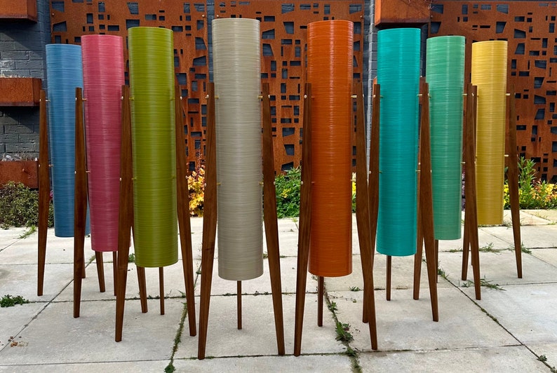 Mid Century Modern style Spun Fibreglass Rocket Lamps by Royale - Hand Made in the UK