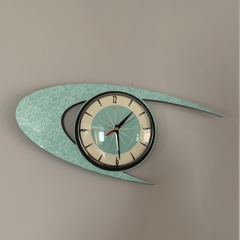 Turquoise Retro Clock - Etsy