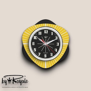 Mid Century Modern Clock By Royale in Royalexe Laminate - Vogue Yellow