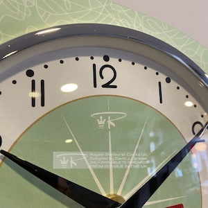 Handmade Jadeite Green Starburst Wall Clock: Mid-Century Atomic Style image 3