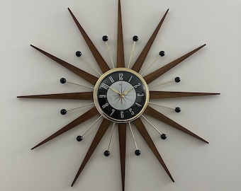 Mid Century Starburst Seth Thomas Clock and Wall Sconces - Etsy