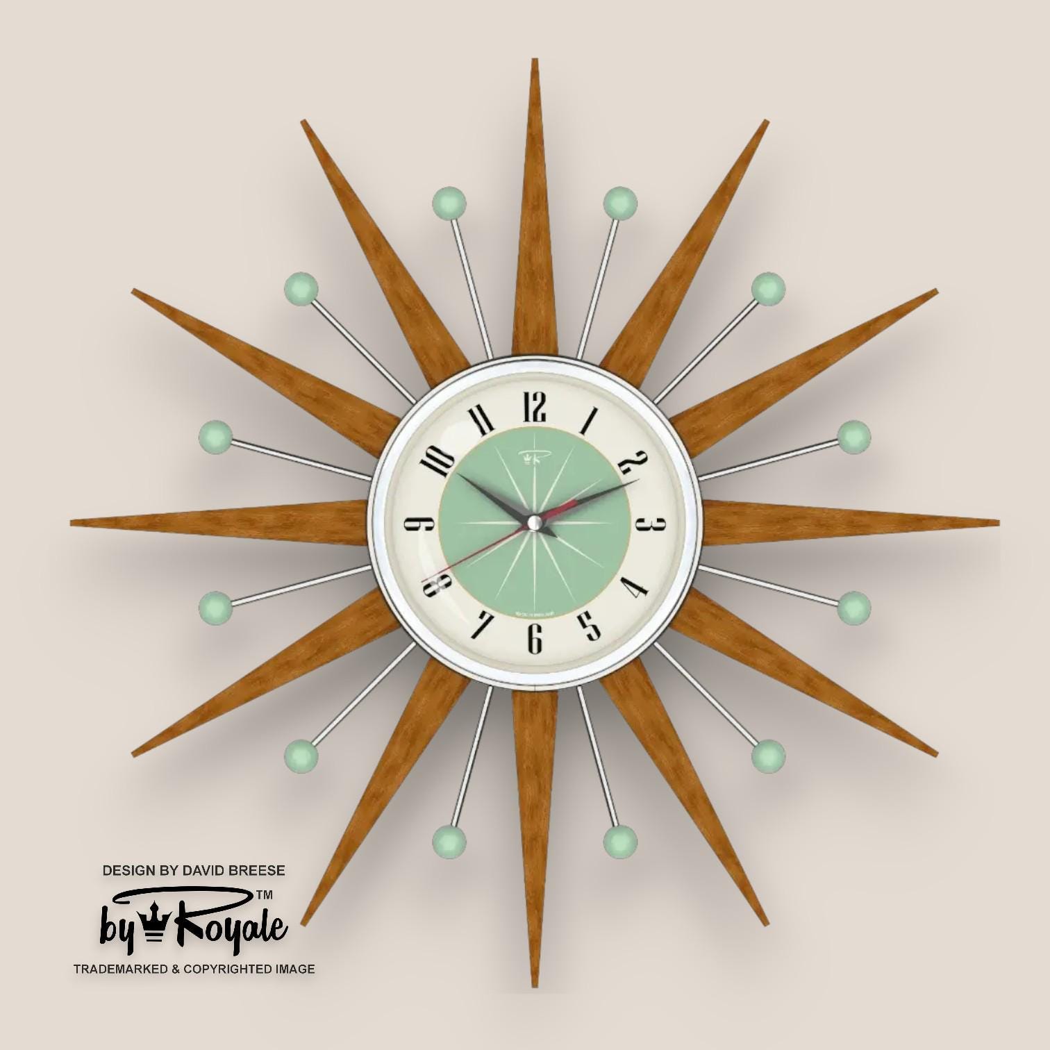 ミッドセンチュリーモダンスターバーストクロック：チークレイズ