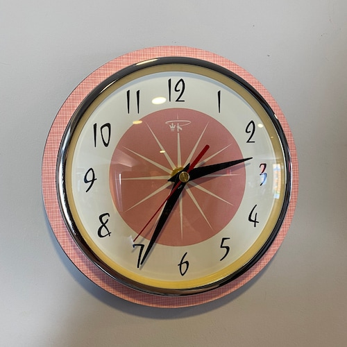 Horloge murale rose atomique en étoile : décoration de cuisine moderne Mid-Century
