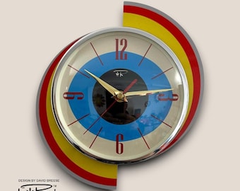 Handmade Mid-Century Modern Spinning Meteor Wall Clock Retro Atomic Style