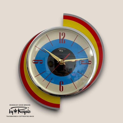 Handmade Mid-Century Modern Spinning Meteor Wall Clock Retro Atomic Style