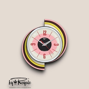 Mid Century Modern Atomic Wall Clock: Royalexe Laminate, Retro Home Decor