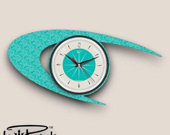 Mid Century Modern Boomerang Wall Clock – Mint Green Royalexe