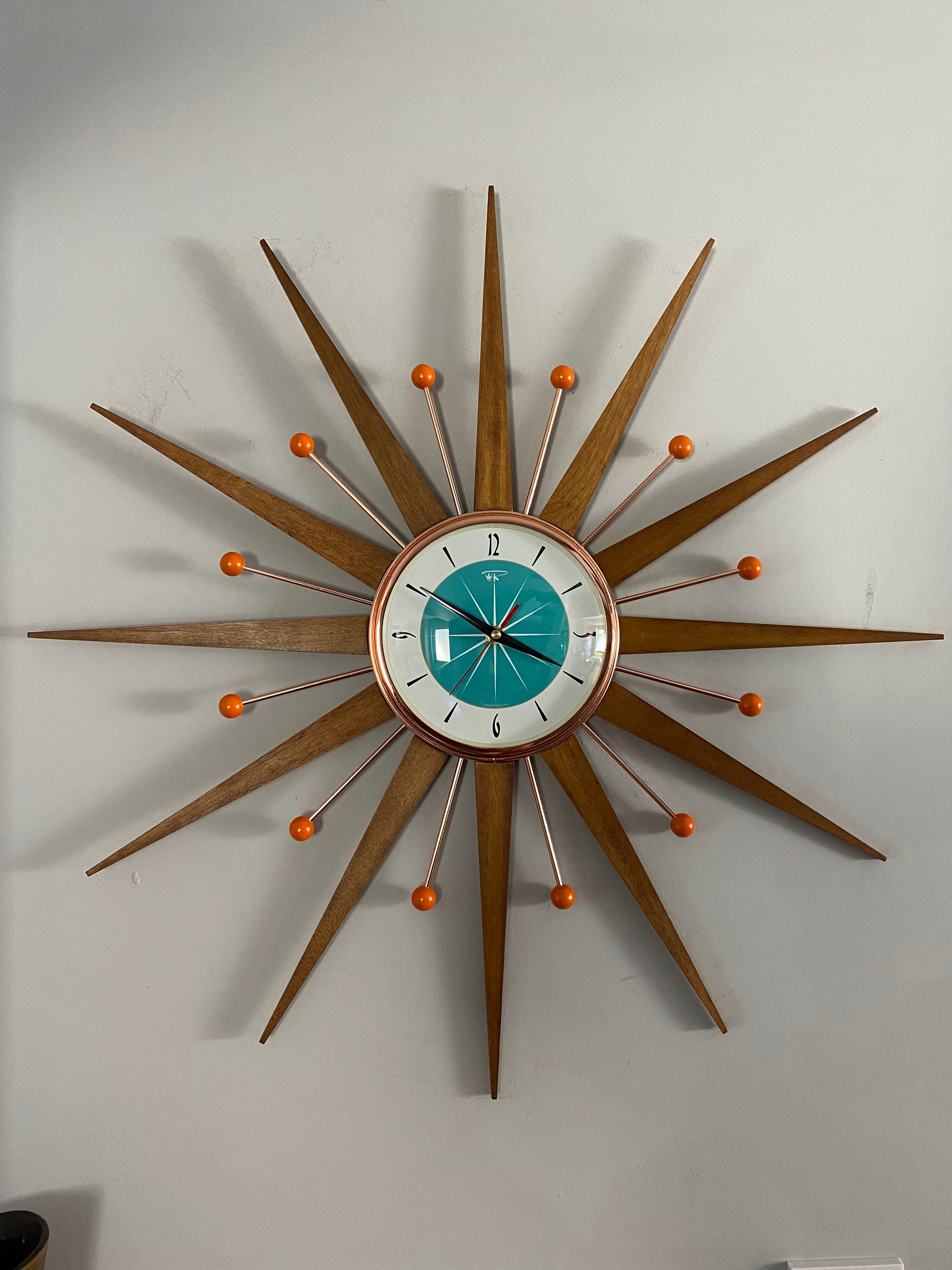 27 Inch Hand Made Mid Century Style Starburst Sunburst Clock Etsy