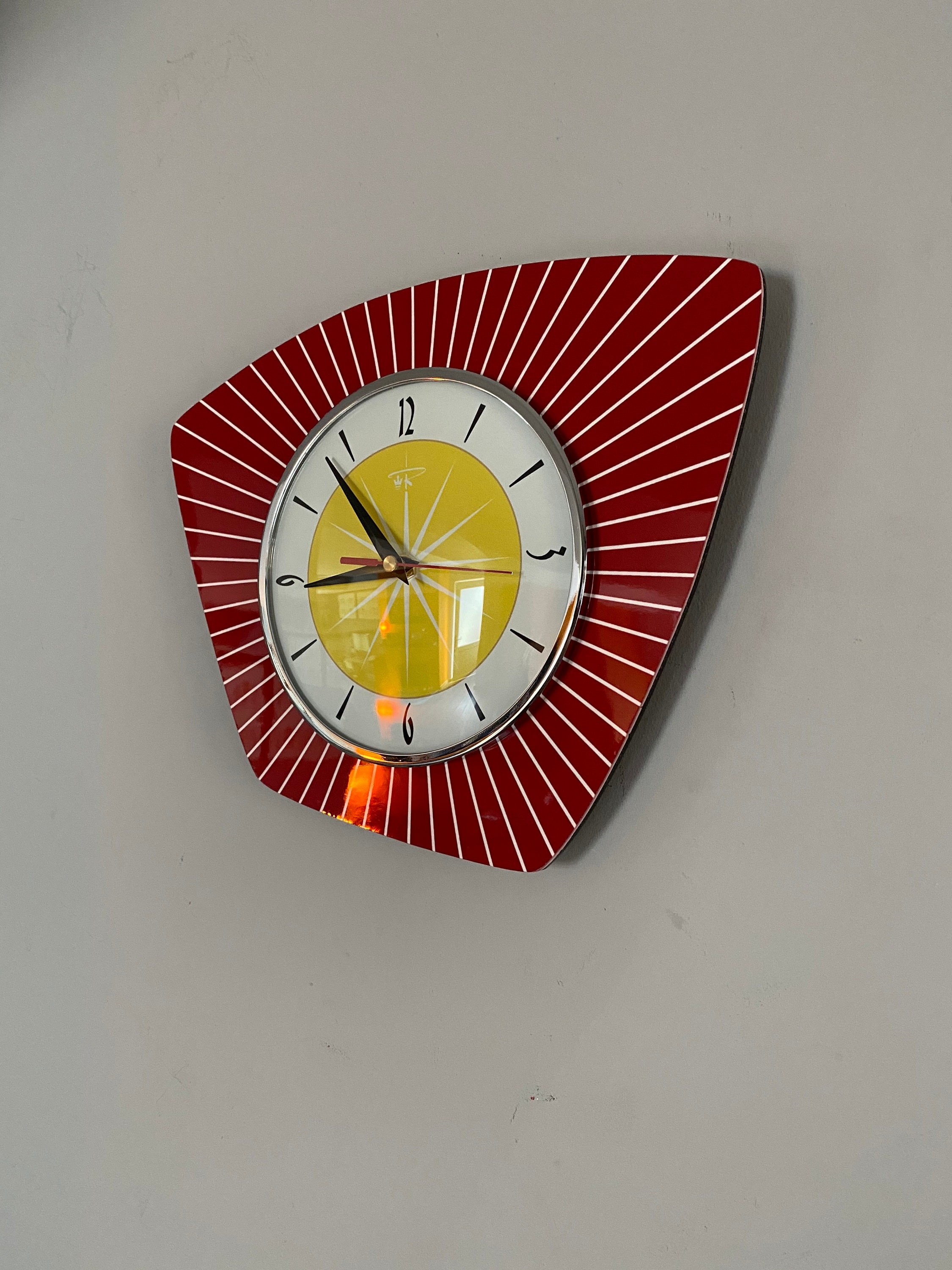Handmade Asymmetric Formica Wall Clock: Mid-century Atomic Style - Etsy