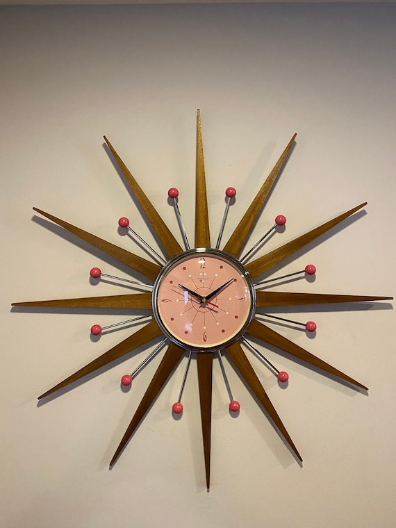 27 Inch Hand Made Mid Century Style Starburst Clock by
