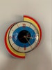 Colour Etched Spinning Meteor Formica Caravan Wall Clock from Royale - Midcentury Atomic Jetsons Retro style. 