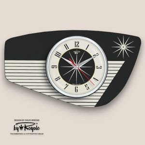 Mid Century Modern Royalexe Laminat Wanduhr - Radio Gitter Design, 12 Farben