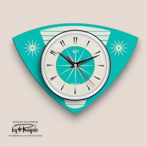 Reloj de laminado Royalexe de estilo moderno de mediados de siglo de Royale - Caravana turquesa - 12 colores a elegir