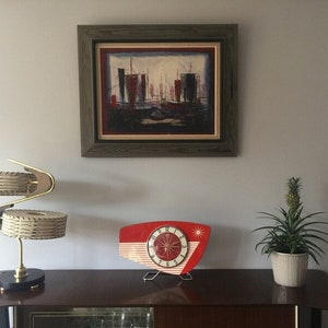 Handmade Royalexe Laminate Mantle Clock Mid Century Modern style in Tomato Red by Royale image 4