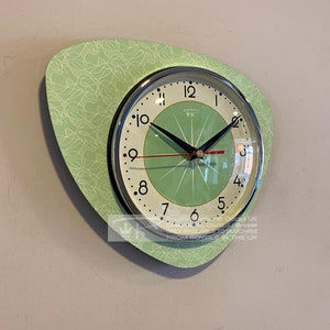 Handmade Jadeite Green Starburst Wall Clock: Mid-Century Atomic Style image 2