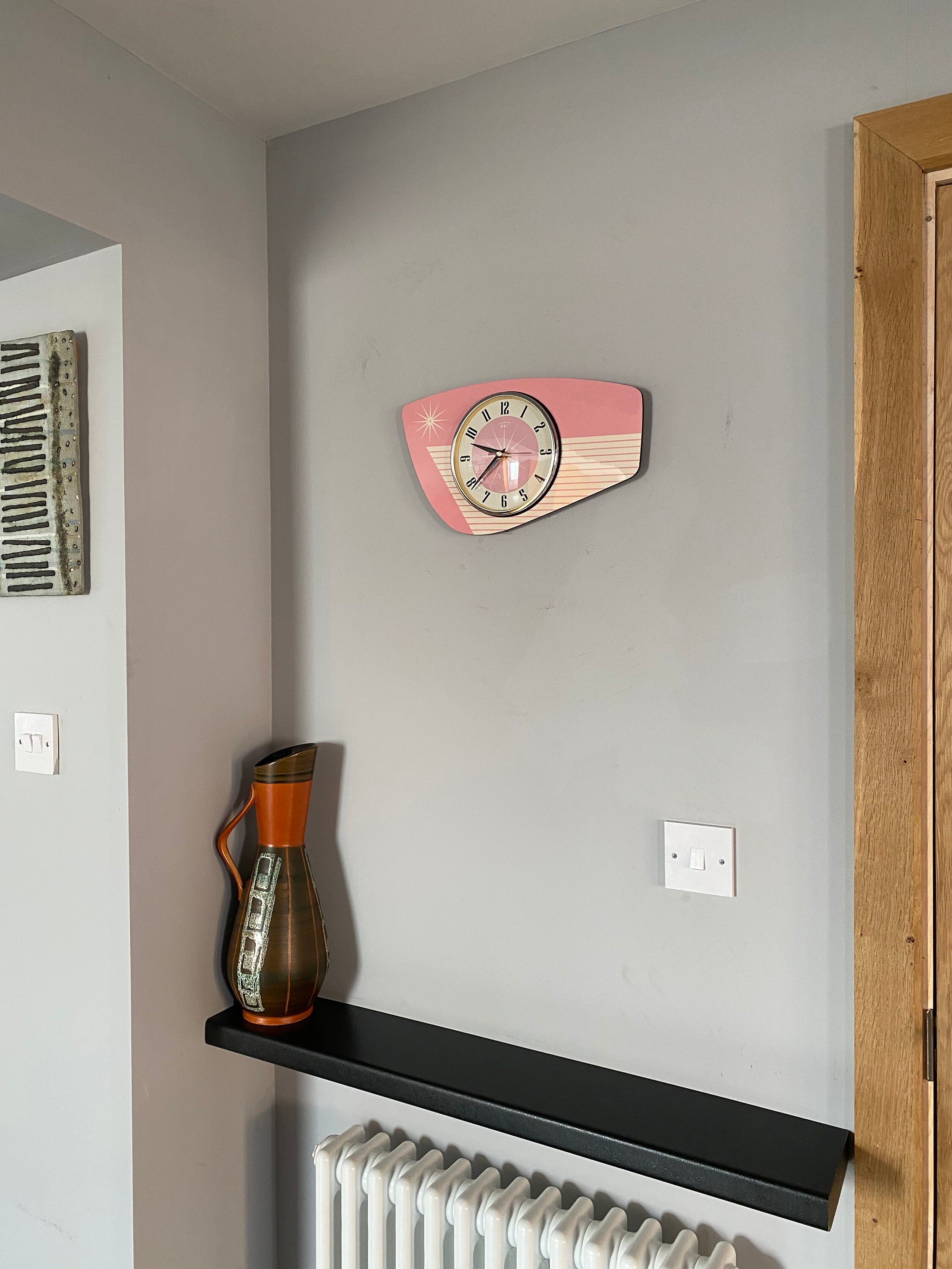 Handmade Formica Wall Clock: Mid-century Atomic Starburst Design