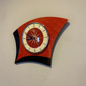 Colour Etched Asymmetric Formica Wall Clock From Royale - Midcentury ...