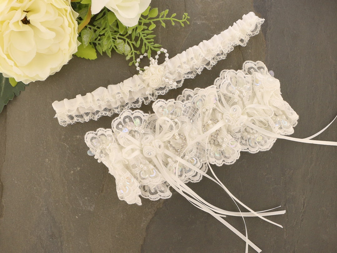 Beautiful Lace Bridal Garters Set for Wedding. Vintage - Etsy