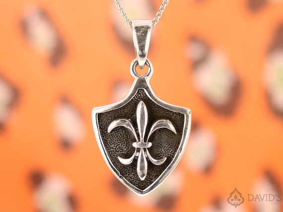 Fleur De Lis .925 Sterling Silver Pendant SHIELD