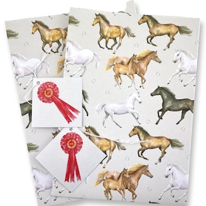 Horse art quality recycled and recyclable gift wrapping set