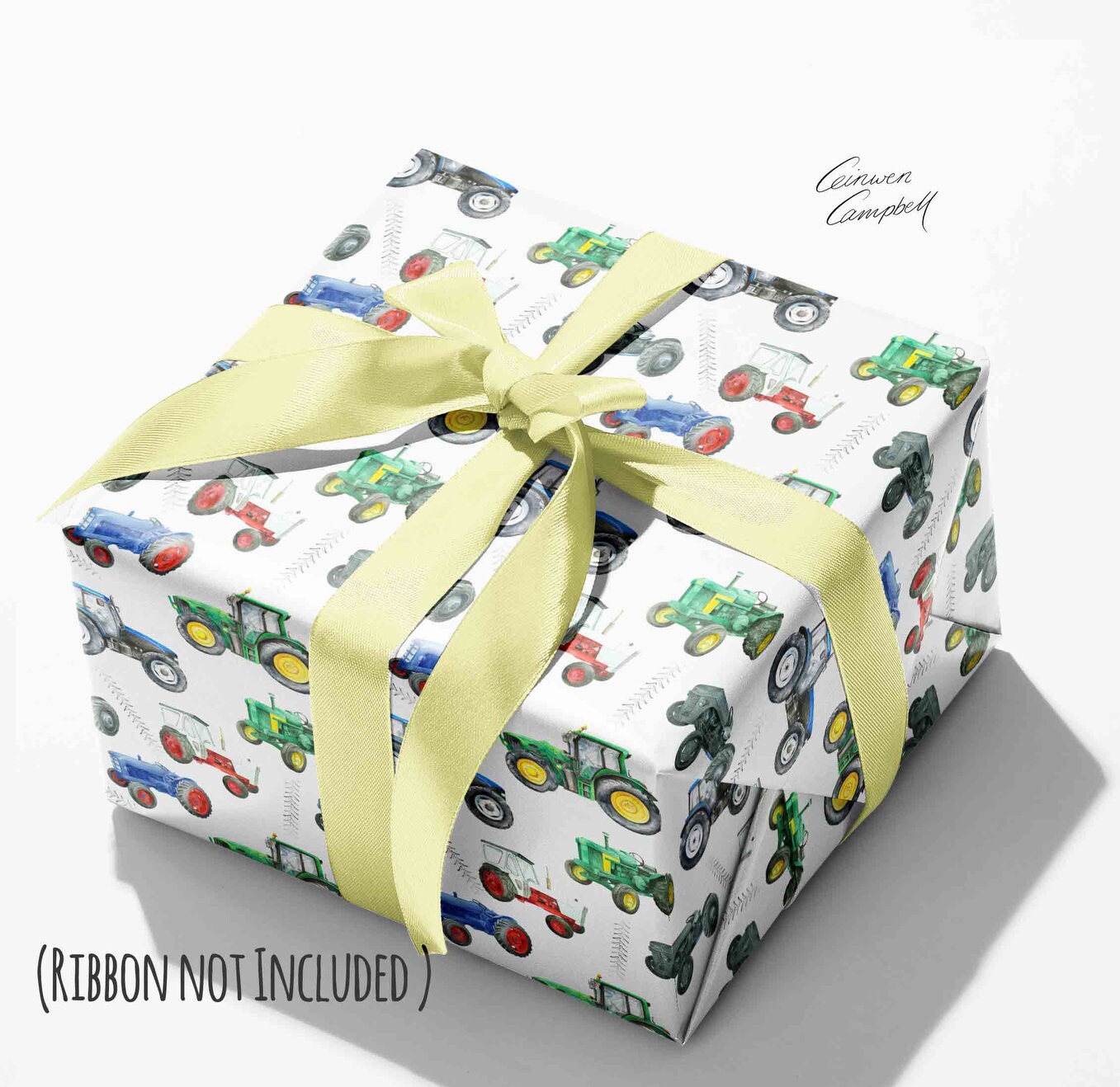 Tractor Recycled And Recyclable Gift Wrapping Paper - Vintage And Modern Tractors 4 Sheets And 4 Tyre Track Strung Gift Tags Birthday Father S Day Farm Christmas - View #3