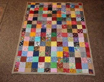 THROW SIZE QUILT, Handmade Quilt, Scrappy Patchwork Quilt