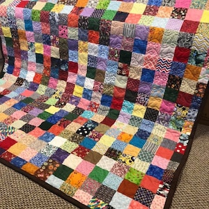Full Size Scrappy Patchwork Quilt: Custom Made