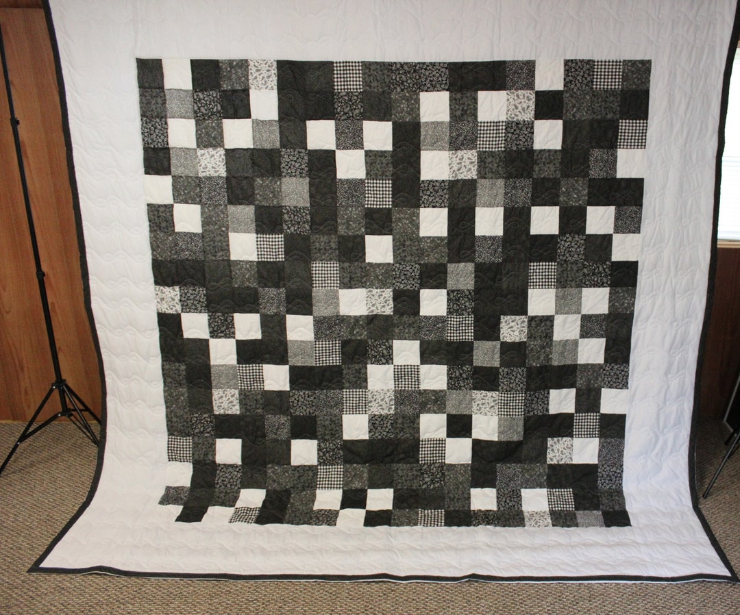 Black and White Quilt King Size Quilt READY TO SHIP Quilt Etsy