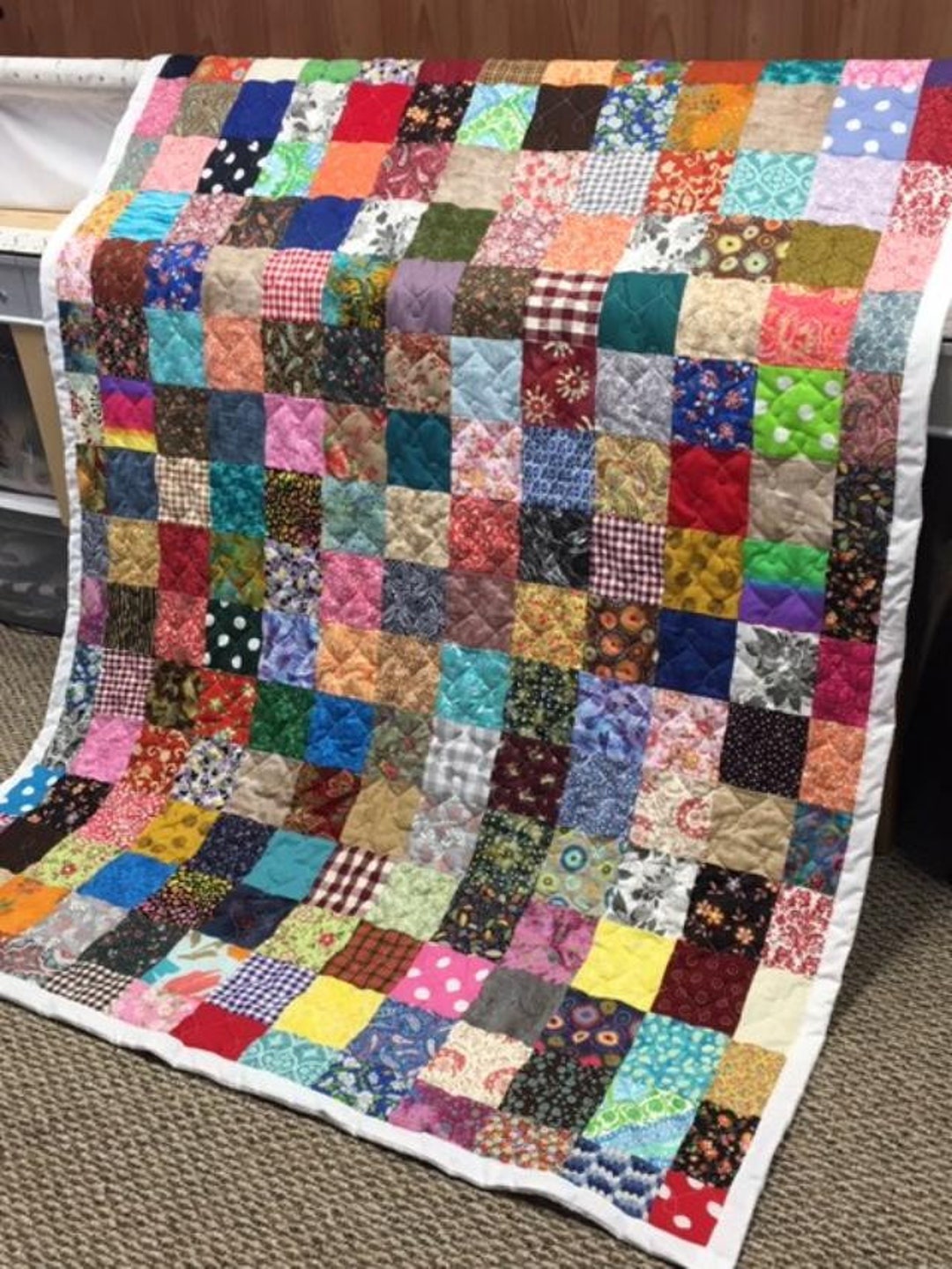 Custom Scrappy Patchwork Quilt, Handmade 100% Cotton Bedding - Etsy