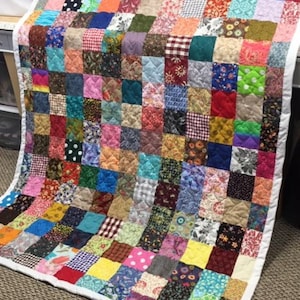 Custom Scrappy Patchwork Quilt, Handmade 100% Cotton Bedding