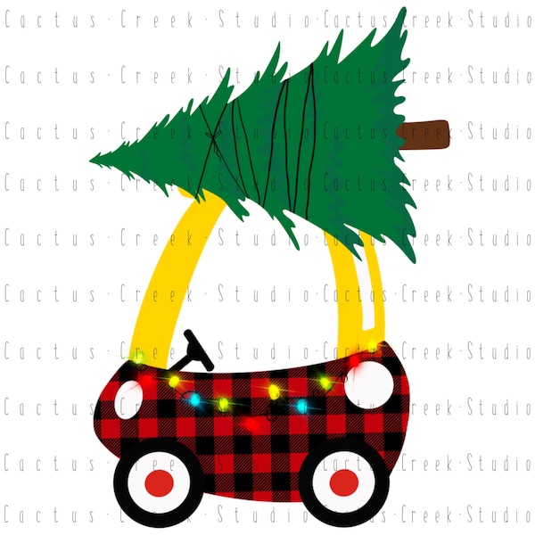 Christmas Cozy Coupe | PNG File | Digital Download | Sublimation | Buffalo Plaid | Christmas Tree | Lights | Kids | Boy | Girl | Unisex