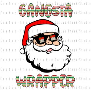 Gangsta wrapper Santa Claus | PNG-bestand | Digitale download | Sublimatie | Presenteert | Geschenken | Gangster | Zonnebril | Kerst | Grappig