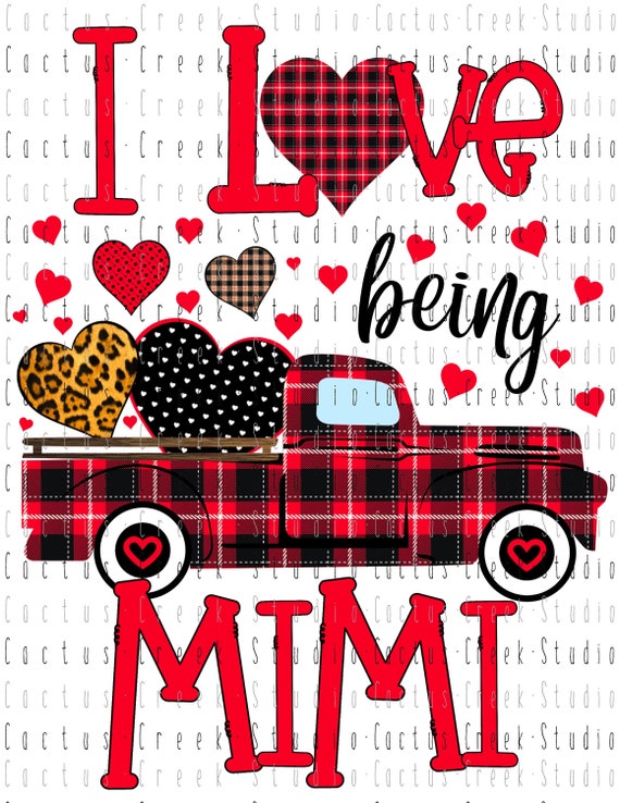 I Love Being Mimi Red Plaid Truck Hearts Valentine's Day T-Shirt I Love Being Mimi Red Plaid Truck Hearts Valentine's Day T-Shirt