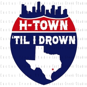 H-stad til ik verdrinken | PNG-bestand | Digitale download | Sublimatie | Houston | Texas | Humor | Overstroming | Verkeersbord