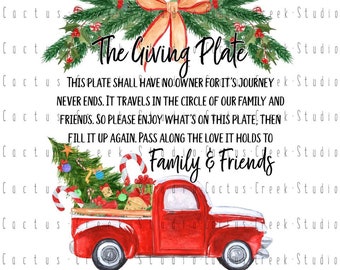 Christmas Giving Plate | PNG File | Digital Download | Sublimation | Family | Friends | Truck | Tree