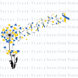 Blowing Dandelion Down Syndrome | PNG File | Digital Download | Sublimation | Awareness | Ribbon