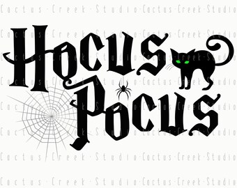 Hocus Pokus | PNG-Datei | Digitaler Download | Sublimation | Halloween | Schwarze Katze | Spinne | Web | gespenstisch