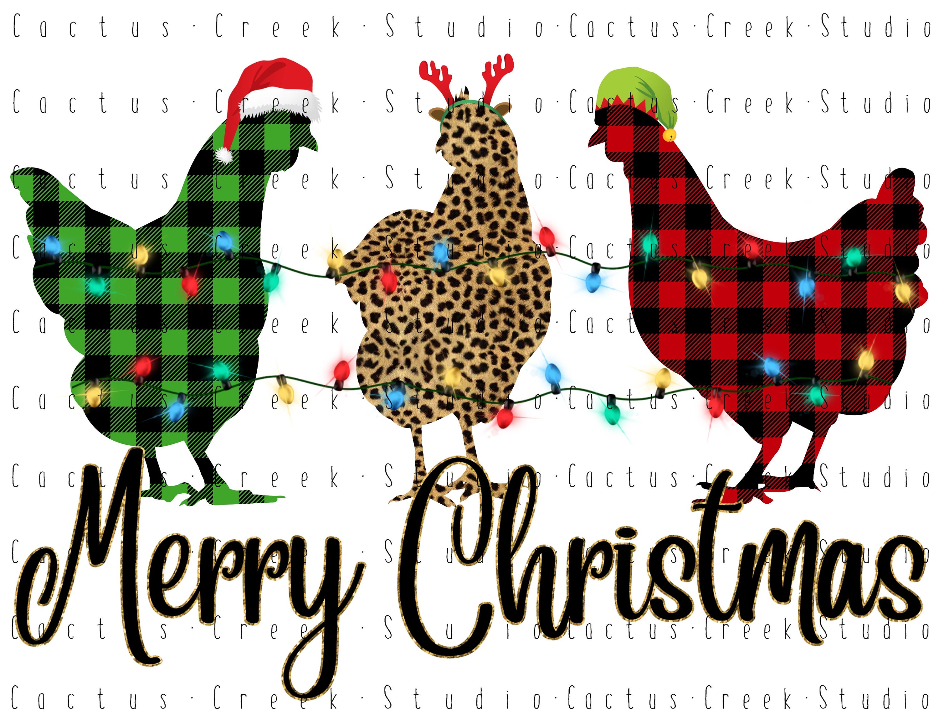 Merry Christmas Chickens PNG File Digital Download image