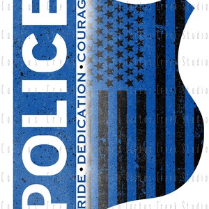 Police Badge With Flag | PNG File | Digital Download | Sublimation | Officer | Cop | Thin Blue Line | First Responder