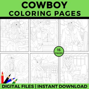 Cowboy Animals Coloring Pages | Wild West Animal Printable | Fun Coloring Sheets for Kids | Rodeo Theme | Instant Download PDF