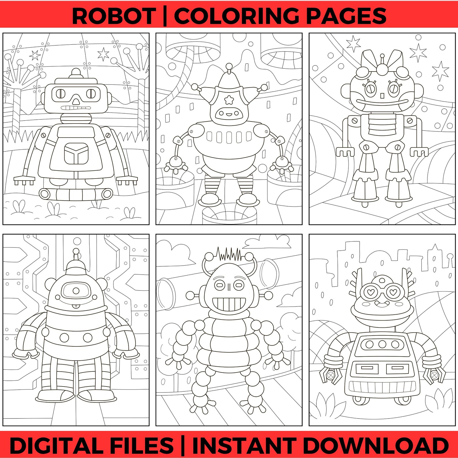 Robot Coloring Pages for Kids, Printable Robots Activity Sheets, Fun ...