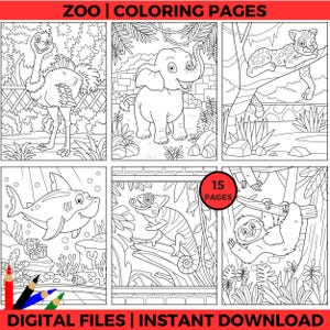 Zoo Animals Coloring Pages | Fun Printable Animal Activity for Kids | Educational Coloring PDF | Instant Digital Download