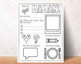 Tout sur MAMAN, Instant Download, Cadeau Pour la Fête des Mères, AKTIVITÄT FÜR DAS Fête des Mères