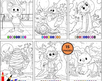 Halloween Color by Number Pages, Printable Coloring Sheets for Kids, Spooky Activity PDF, Classroom Halloween Fun, Instant Download