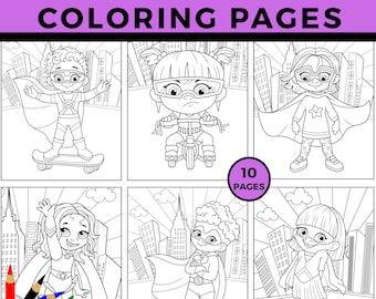 SUPERHERO Coloring Pages, Instant Download, KIDS SUPERHERO Coloring Pages, Fun Class Activity, School Coloring