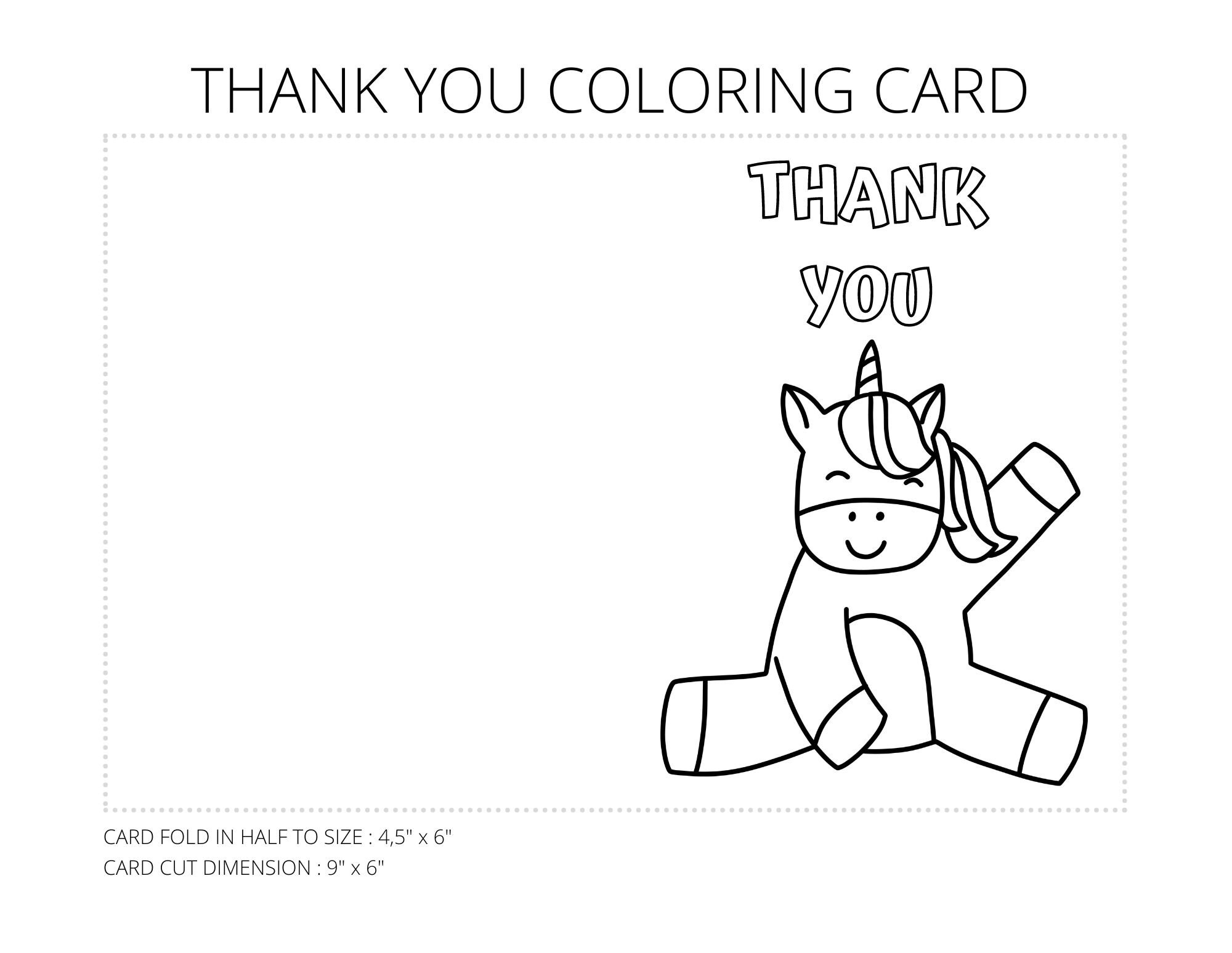 THANK YOU Printable Coloring Card Thank You Card Printable - Etsy