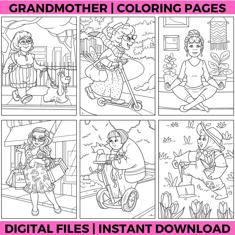 Grandma Coloring Page Printable – Grandmother Gift Coloring Sheet ...