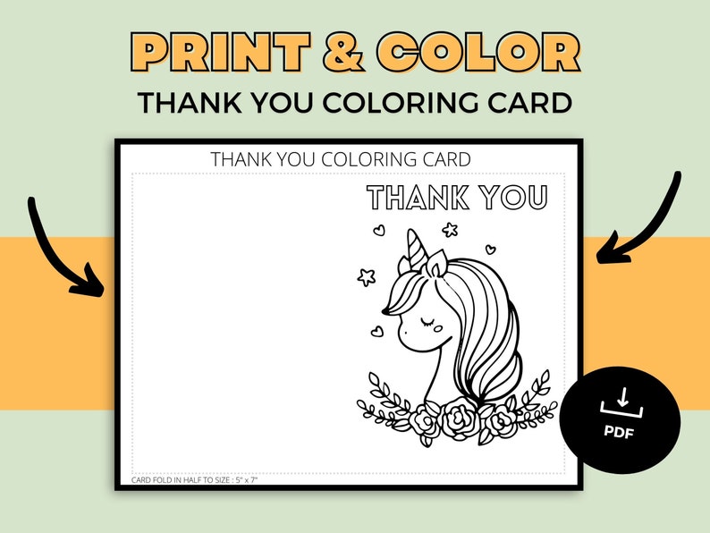THANK YOU Printable Coloring Card, Thank You Card, Printable Thank You ...