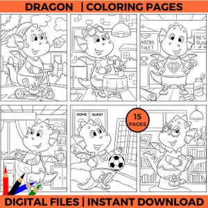 DRAGONS Coloring Pages for Kids, Printable Fantasy Dragon Activity Sheets, Mythical Creature Coloring Book PDF, Instant Download